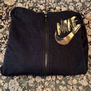 Nike Black and Gold hoodie zip up sweatshirt. Women XS.